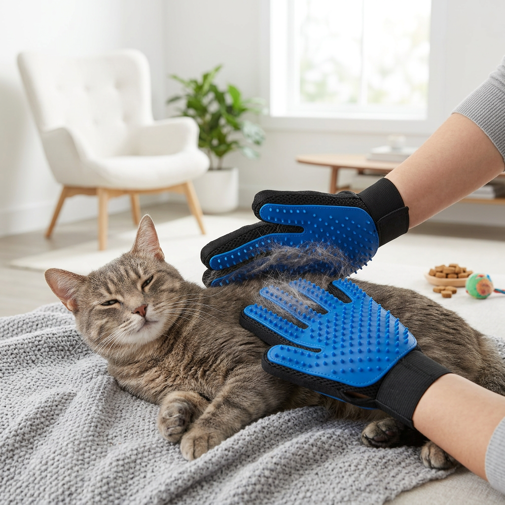 Pet Grooming Glove Brush | Reusable Silicone Hair Remover (1 Pair)