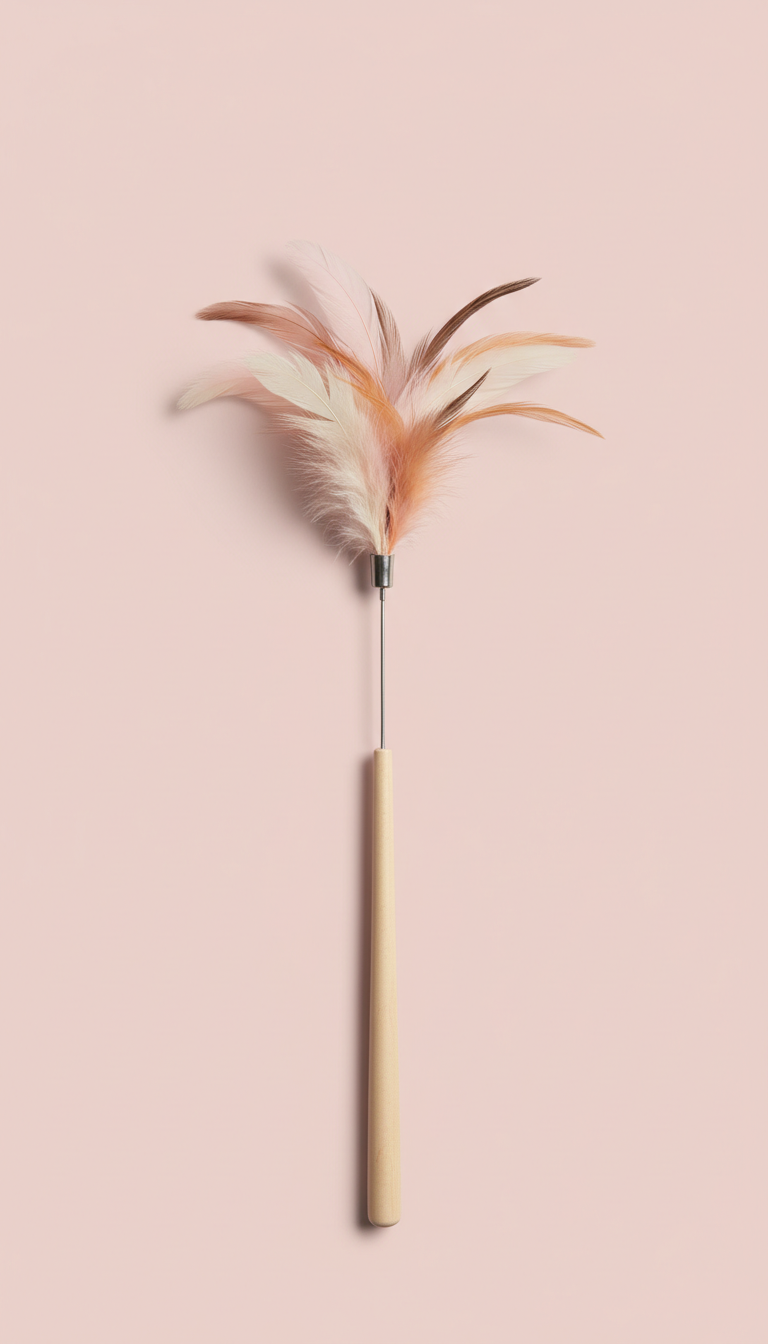 Interactive feather wand toy with retractable handle