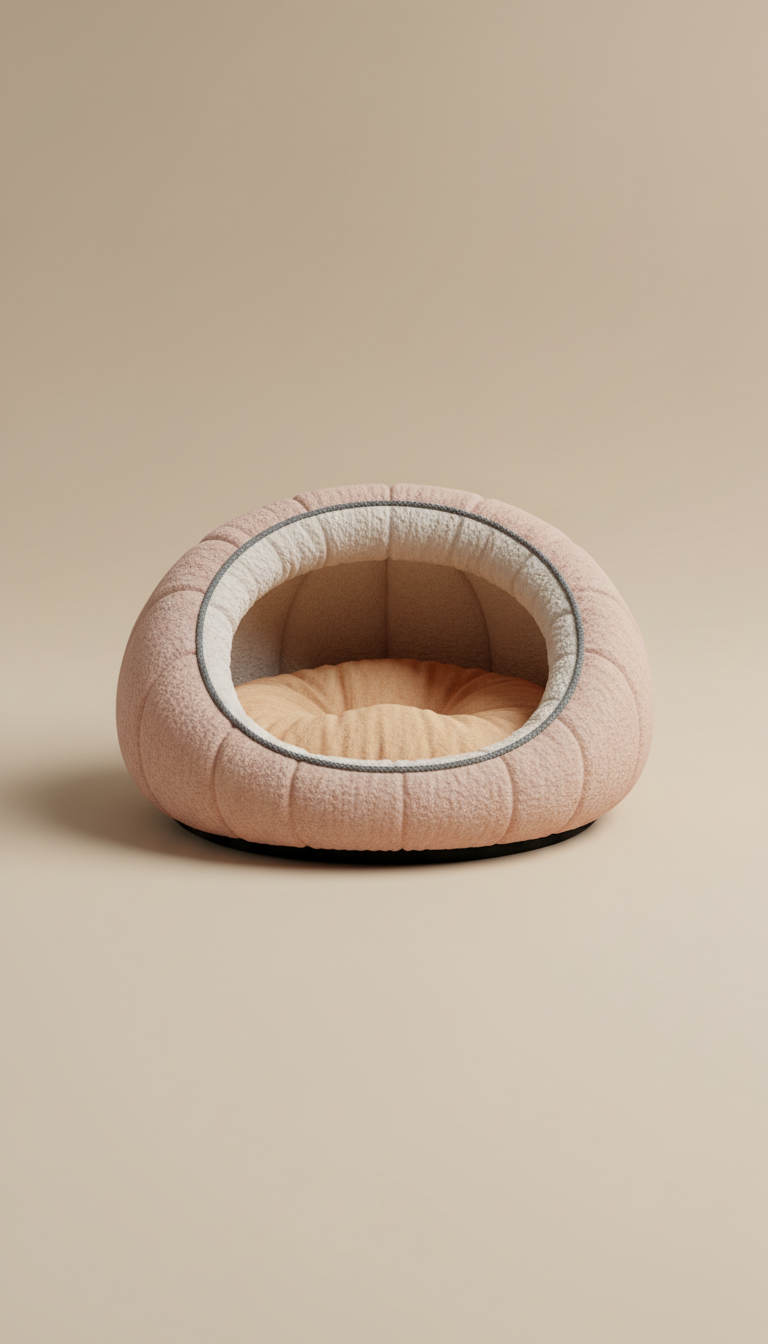 Plush nesting cat bed with faux fur