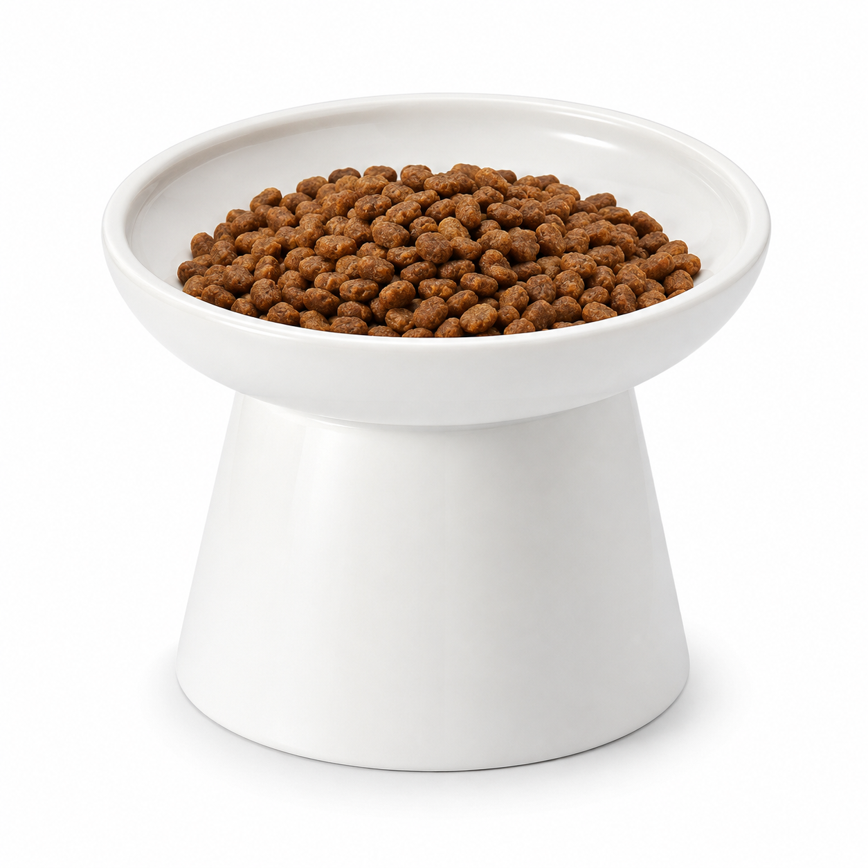 Elevated Ceramic Cat Bowl – Wide Shallow Pet Feeding Bowl