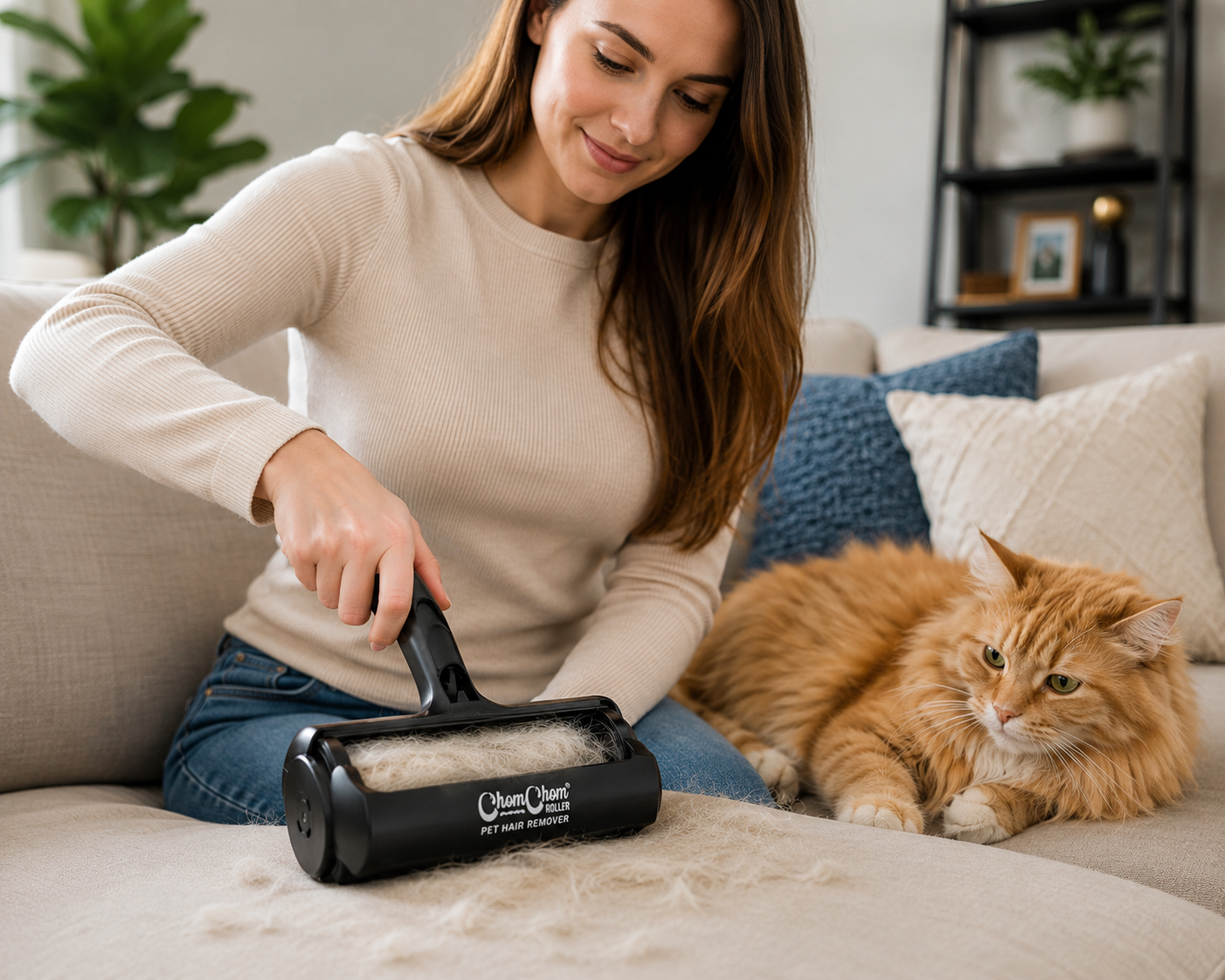 🐾 Reusable Pet Hair Remover Roller | Self-Cleaning Lint & Fur Cleaner