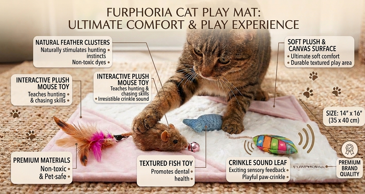 Crinkle Paper Cat Play Mat | Interactive Cat Activity Mat ✅