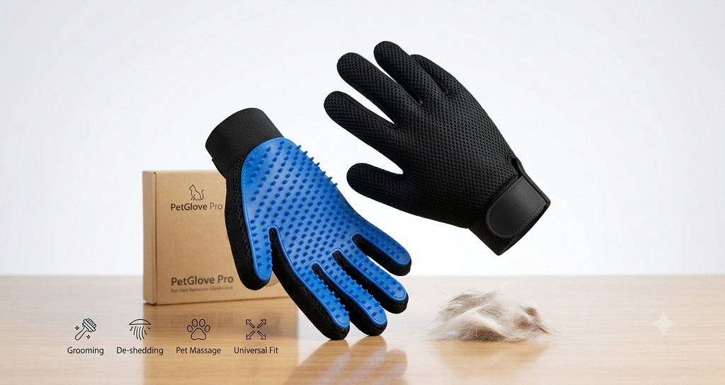 Pet Grooming Glove Brush | Reusable Silicone Hair Remover (1 Pair)