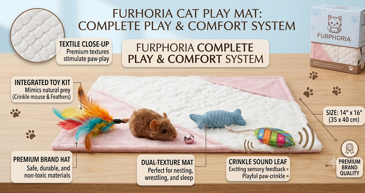 Crinkle Paper Cat Play Mat | Interactive Cat Activity Mat ✅