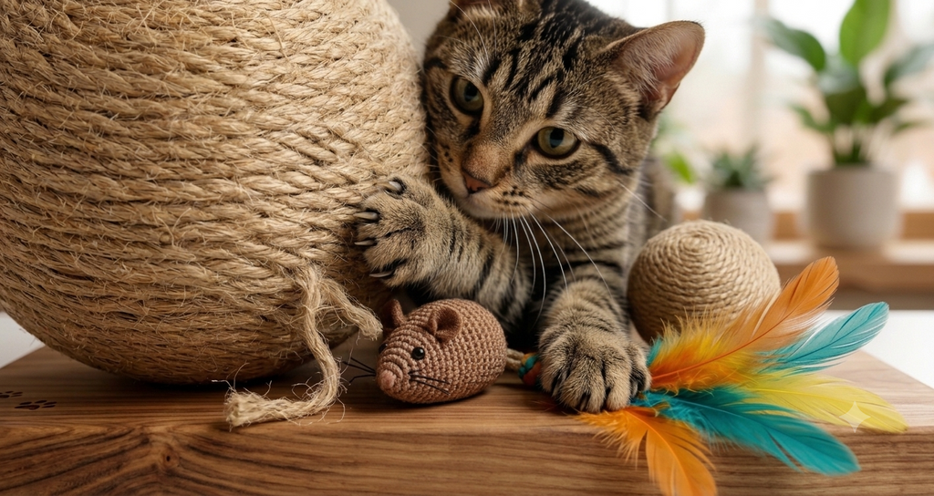 Sisal Rope Cat Scratching Ball | Interactive Cat Toy