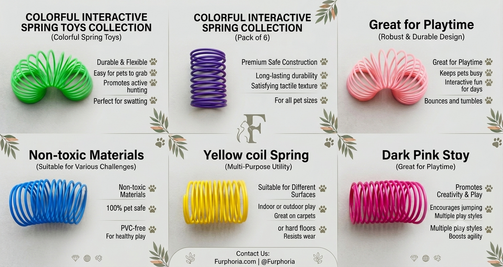 Colorful Cat Spring Toys | Pack of 4