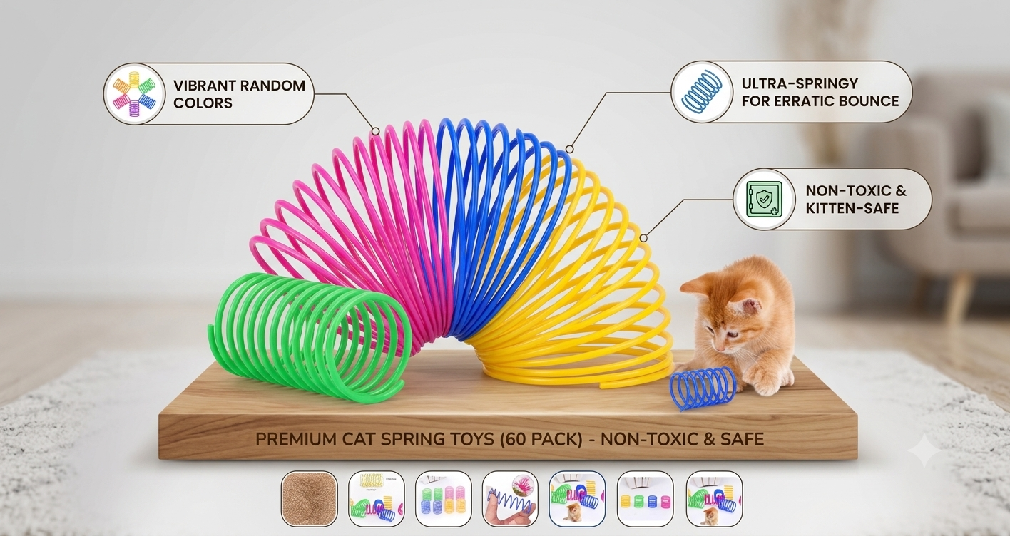Colorful Cat Spring Toys | Pack of 4