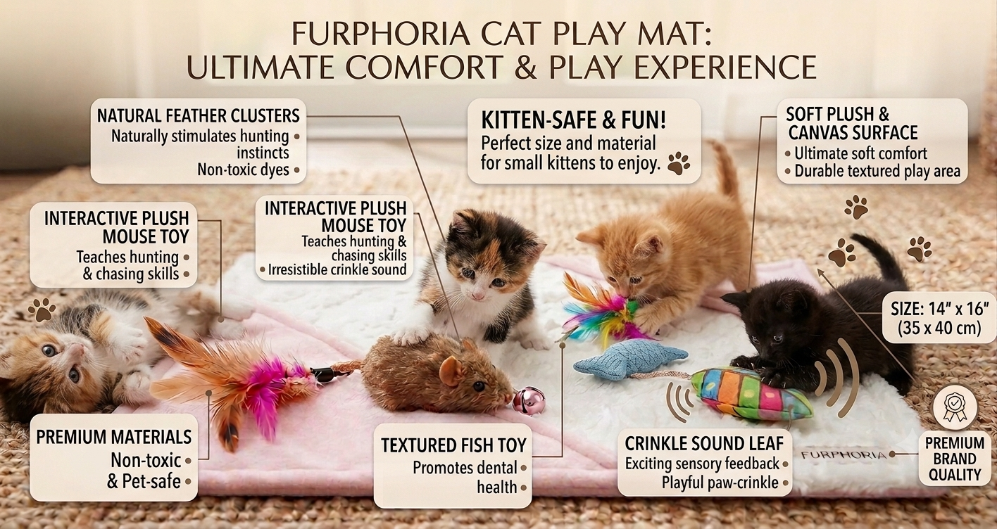 Crinkle Paper Cat Play Mat | Interactive Cat Activity Mat ✅