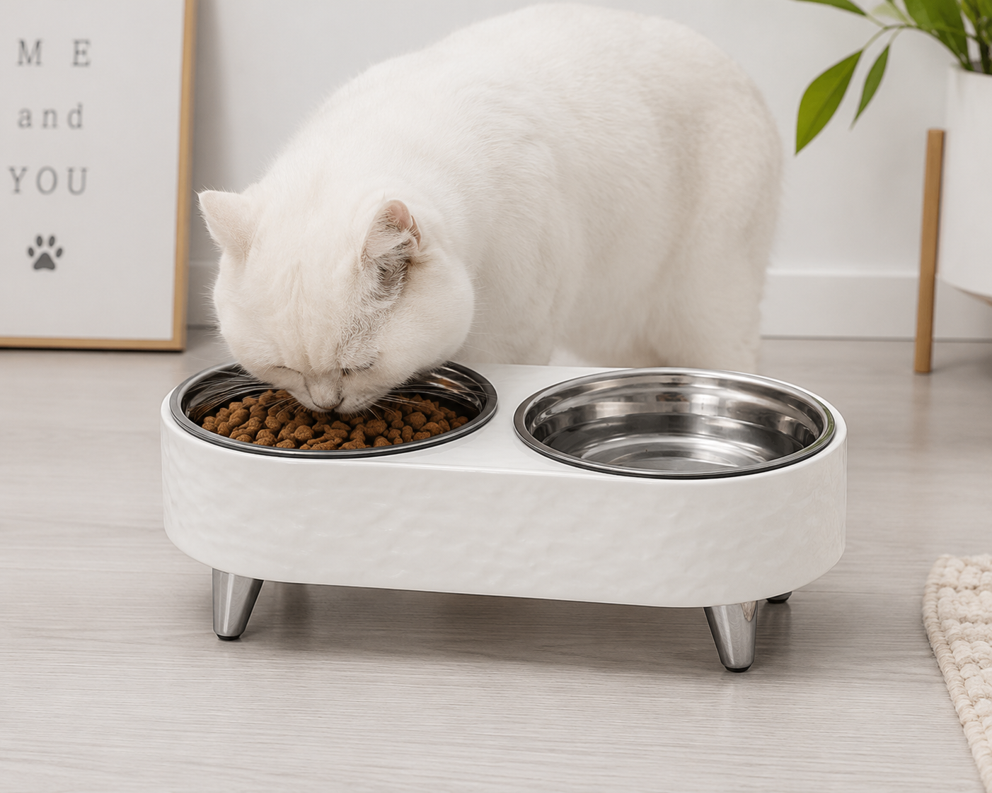 Elevated Double Cat Bowls | Non-Slip Feeding Station