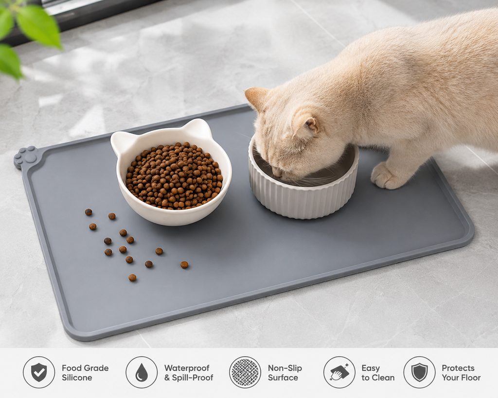 Silicone Pet Feeding Mat | Waterproof & Non-Slip for Cats ⭐