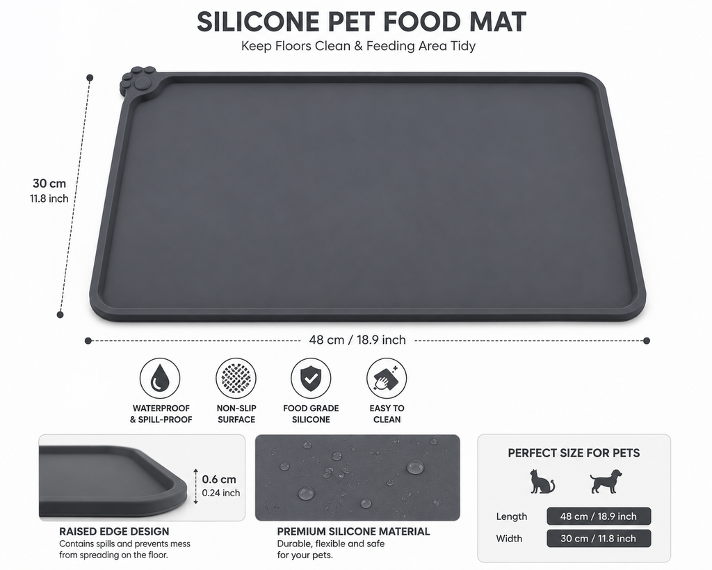 Silicone Pet Feeding Mat | Waterproof & Non-Slip for Cats ⭐