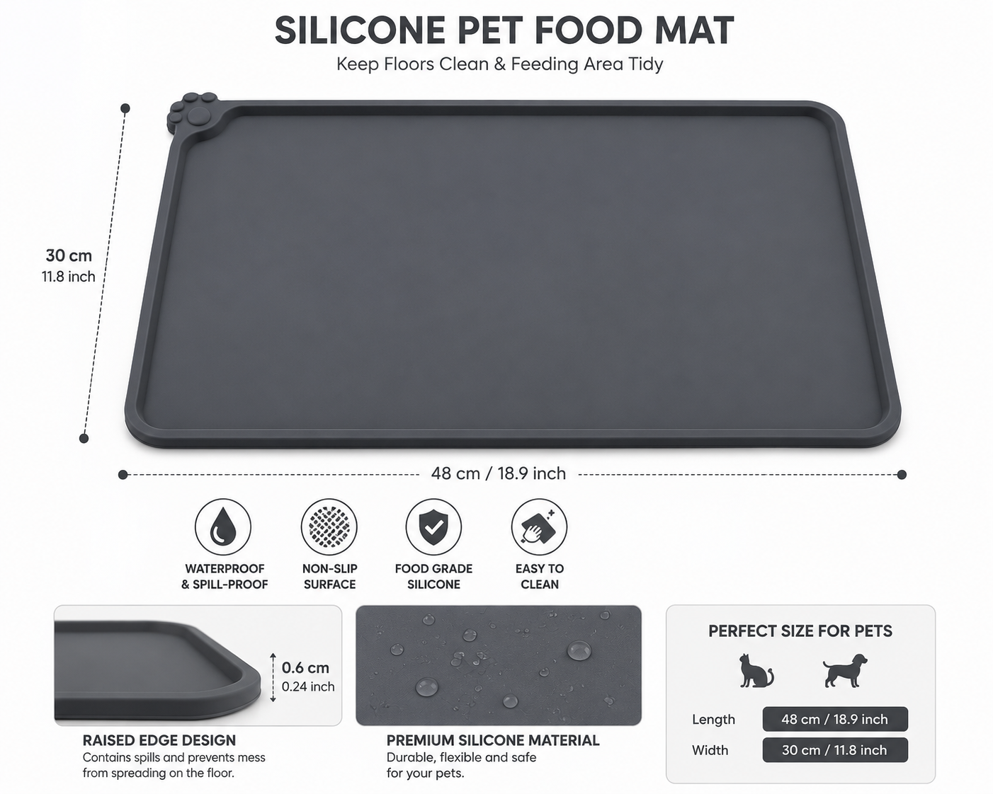 Silicone Pet Feeding Mat | Waterproof & Non-Slip for Cats ⭐
