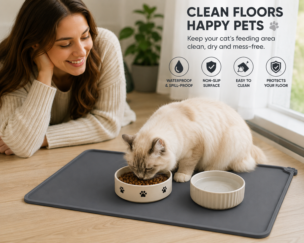 Silicone Pet Feeding Mat | Waterproof & Non-Slip for Cats ⭐