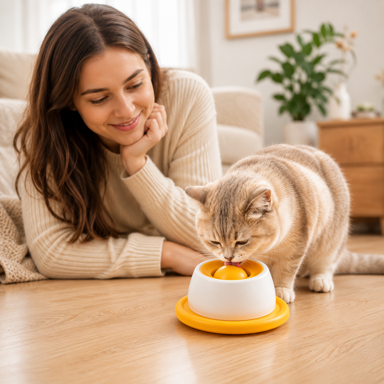 Interactive Slow Feeder & Treat Dispensing Toy for Indoor Cats
