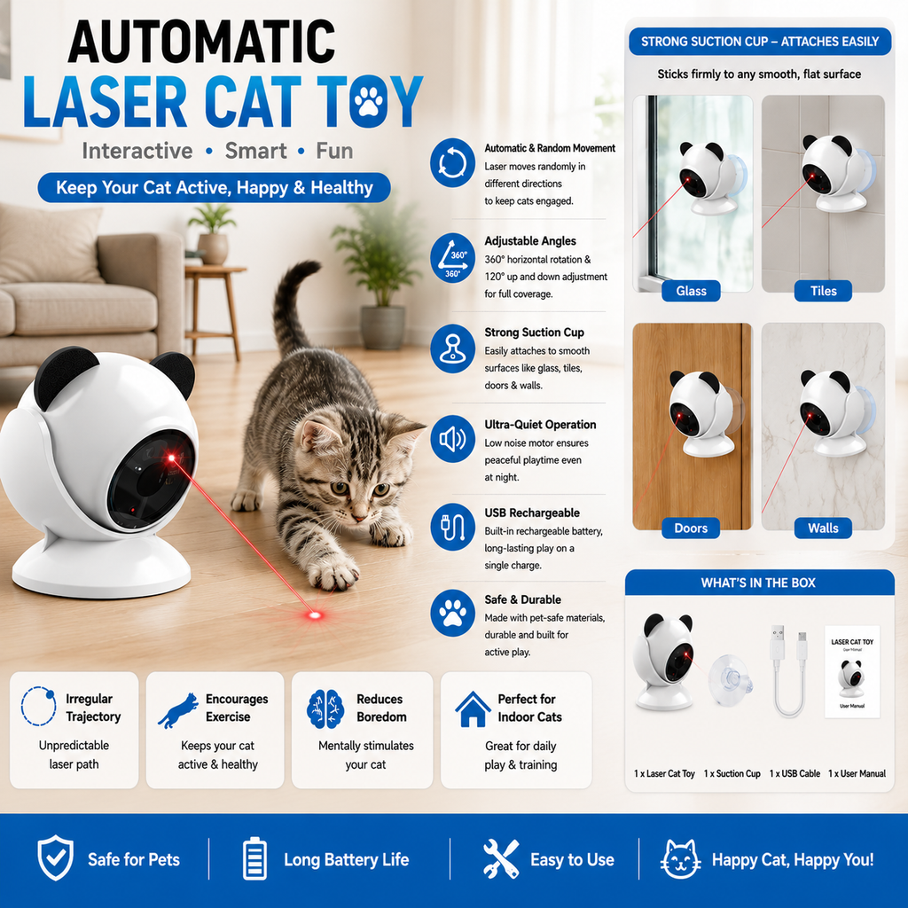 Automatic Laser Cat Toy – Interactive 360° USB Rechargeable Cat Teaser