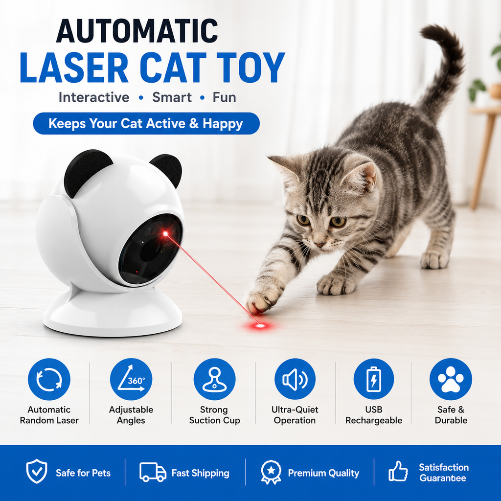 Automatic Laser Cat Toy – Interactive 360° USB Rechargeable Cat Teaser