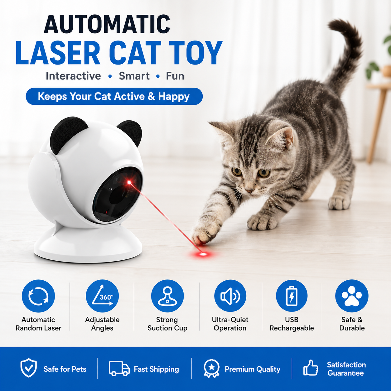 Automatic Laser Cat Toy – Interactive 360° USB Rechargeable Cat Teaser