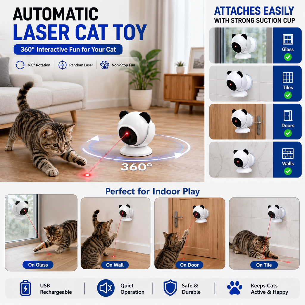 Automatic Laser Cat Toy – Interactive 360° USB Rechargeable Cat Teaser