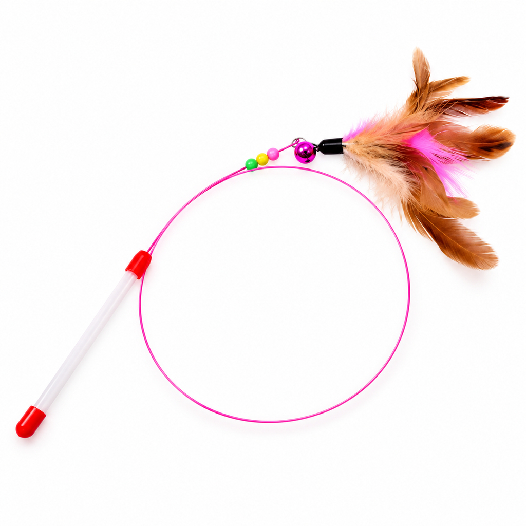 Interactive Feather Cat Wand Toy with Bell
