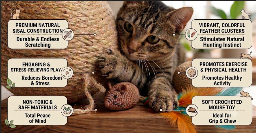 Sisal Rope Cat Scratching Ball | Interactive Cat Toy