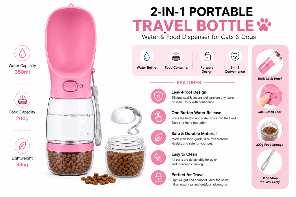 2-in-1 Portable Pet Water & Food Bottle | KittyNest