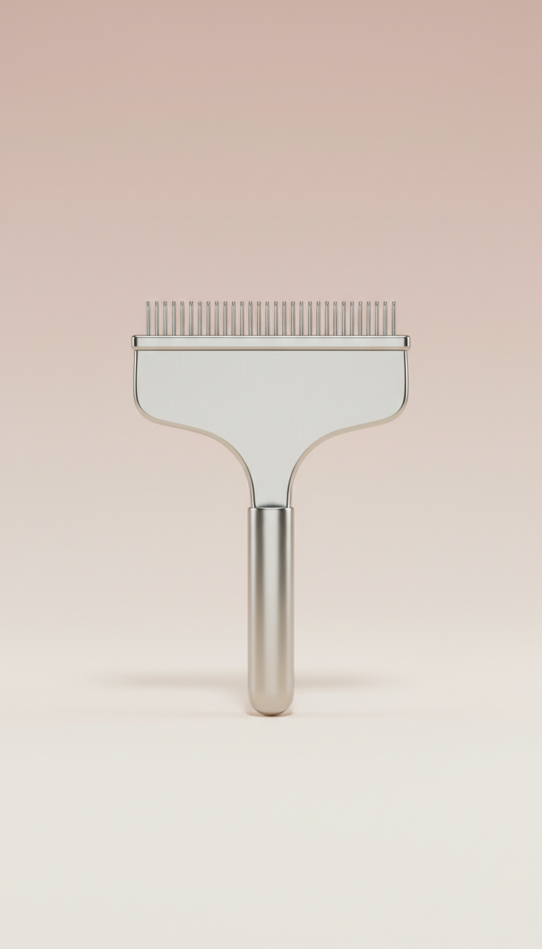 Stainless grooming comb with wide teeth
