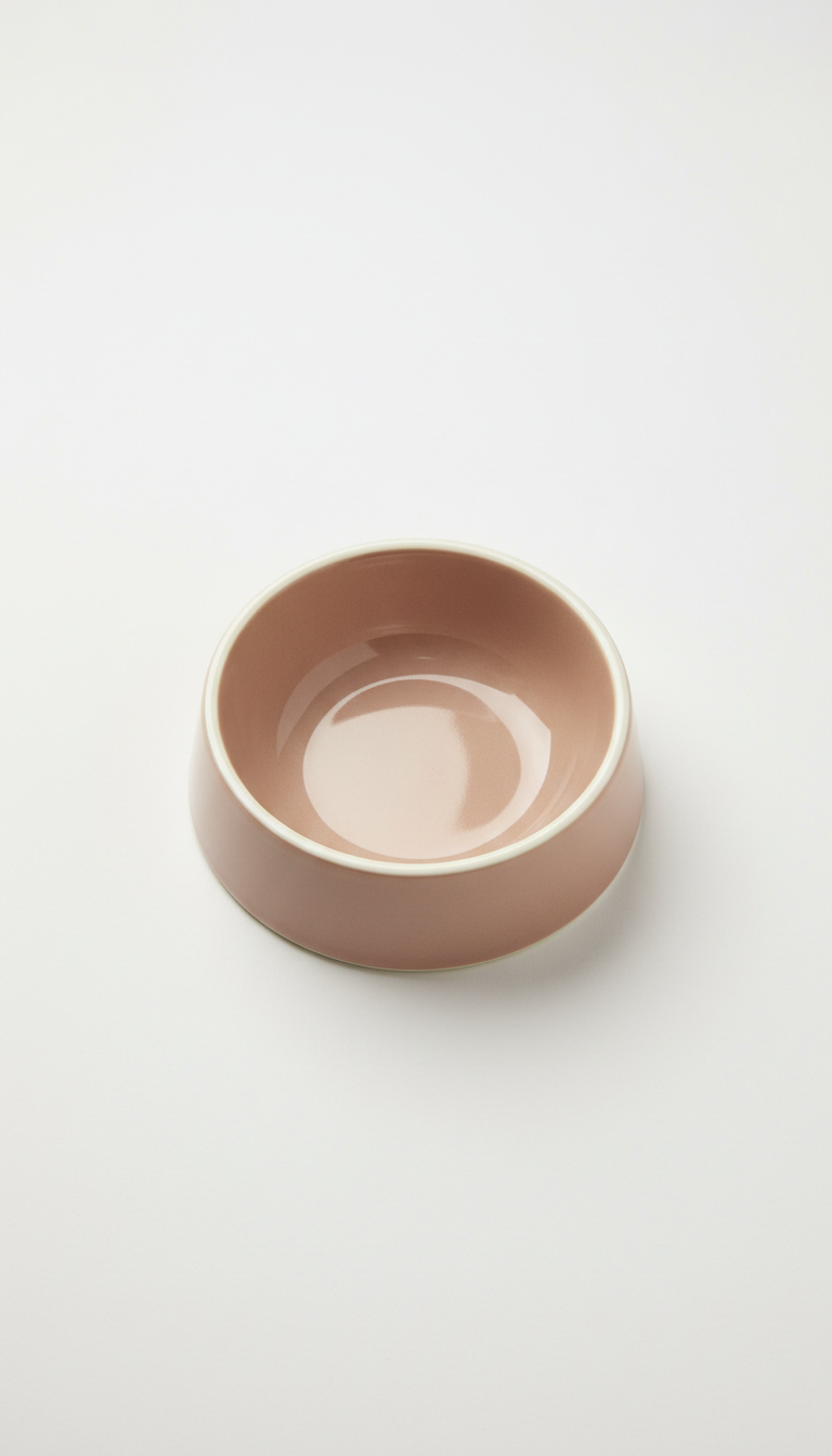 Polished porcelain feeding bowl with weighted base