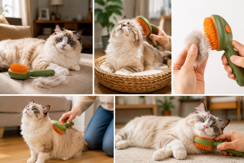 Premium 2-in-1 Cat Grooming & Massage Brush ⭐⭐⭐