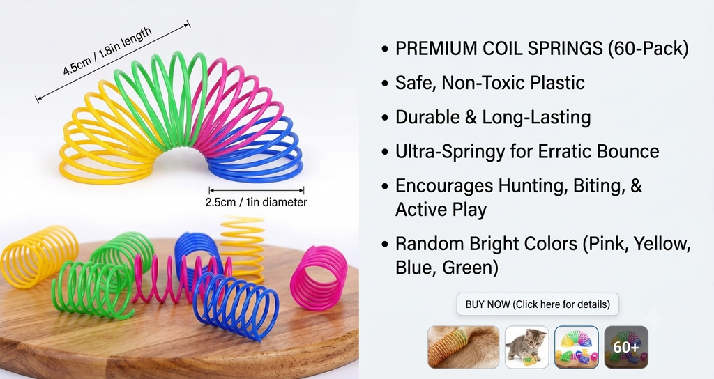 Colorful Cat Spring Toys | Pack of 4