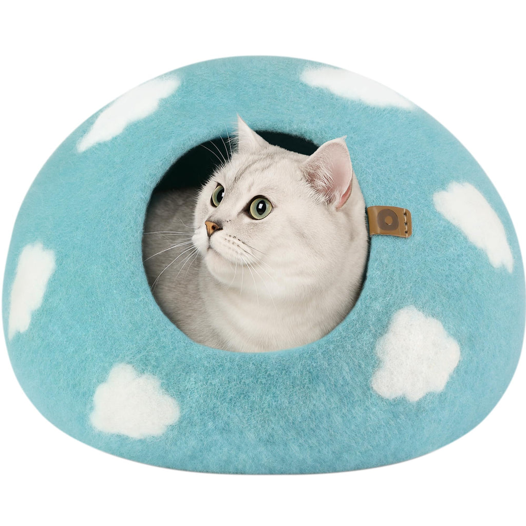 Premium Felt Cat Cave Bed | Handmade Cozy Indoor Cat Hideaway House