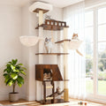 Modern Wooden Cat Tree Tower with Condo, Hammock & Scratching Posts