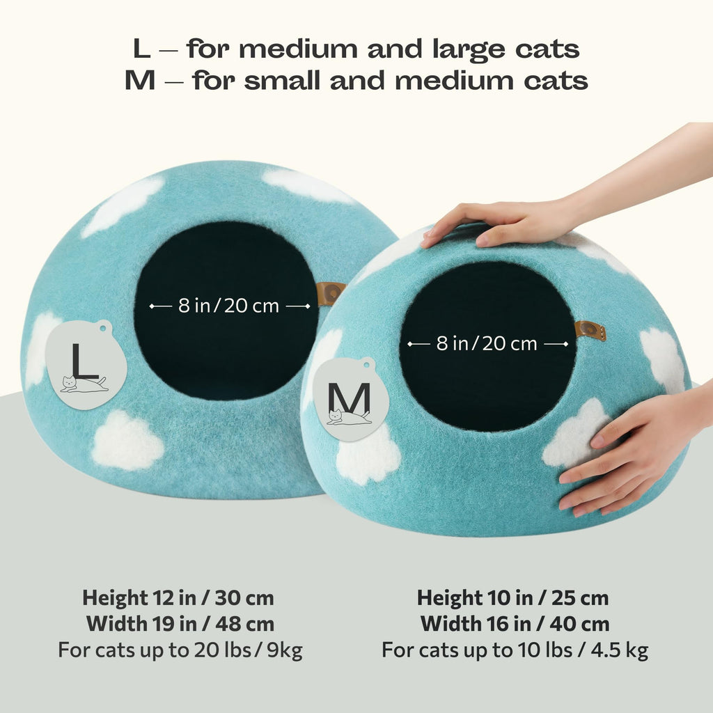 Premium Felt Cat Cave Bed | Handmade Cozy Indoor Cat Hideaway House