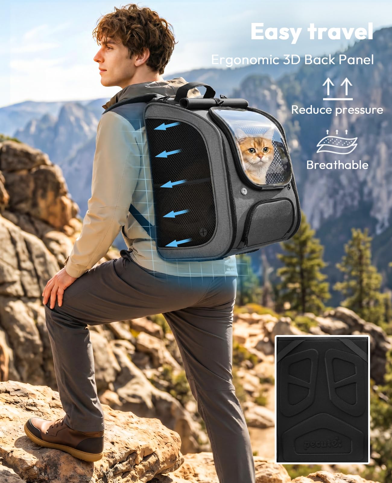 Pecute Pet Backpack Carrier | Breathable Travel Backpack for Cats