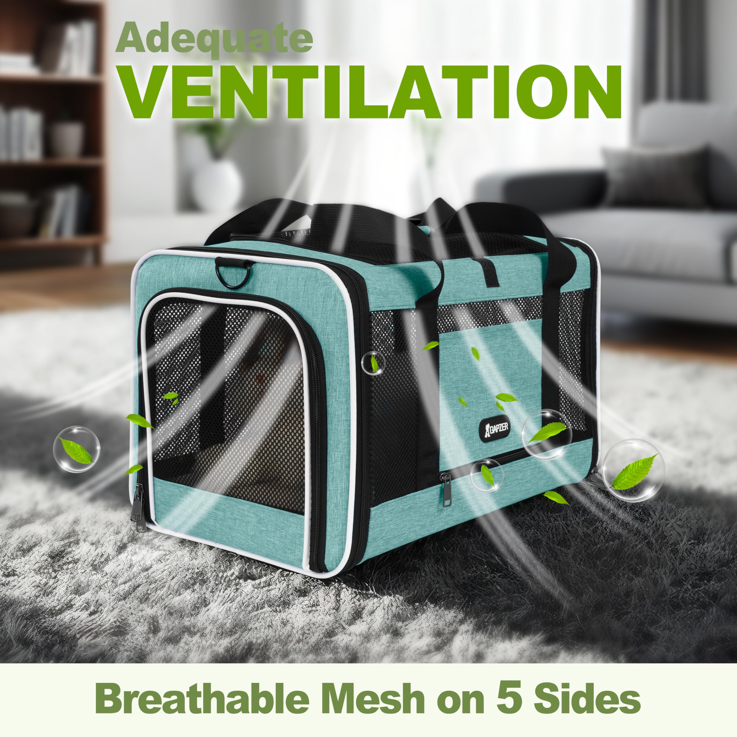 GAPZER Soft-Sided Cat Carrier | TSA Approved Pet Travel Carrier with 4-Side Ventilation