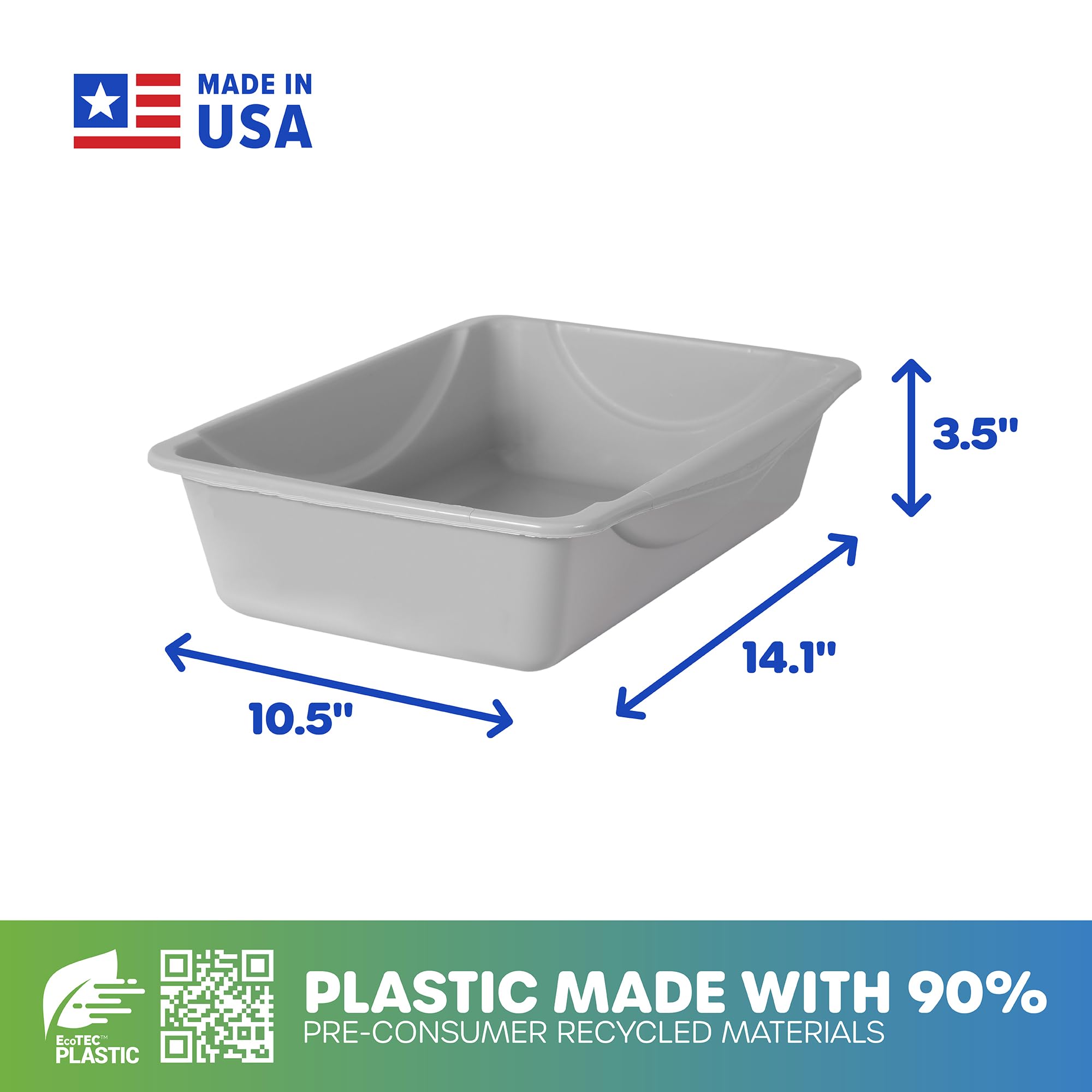 Basic Open Cat Litter Tray | Easy Clean Plastic Litter Box for Kittens & Small Cat