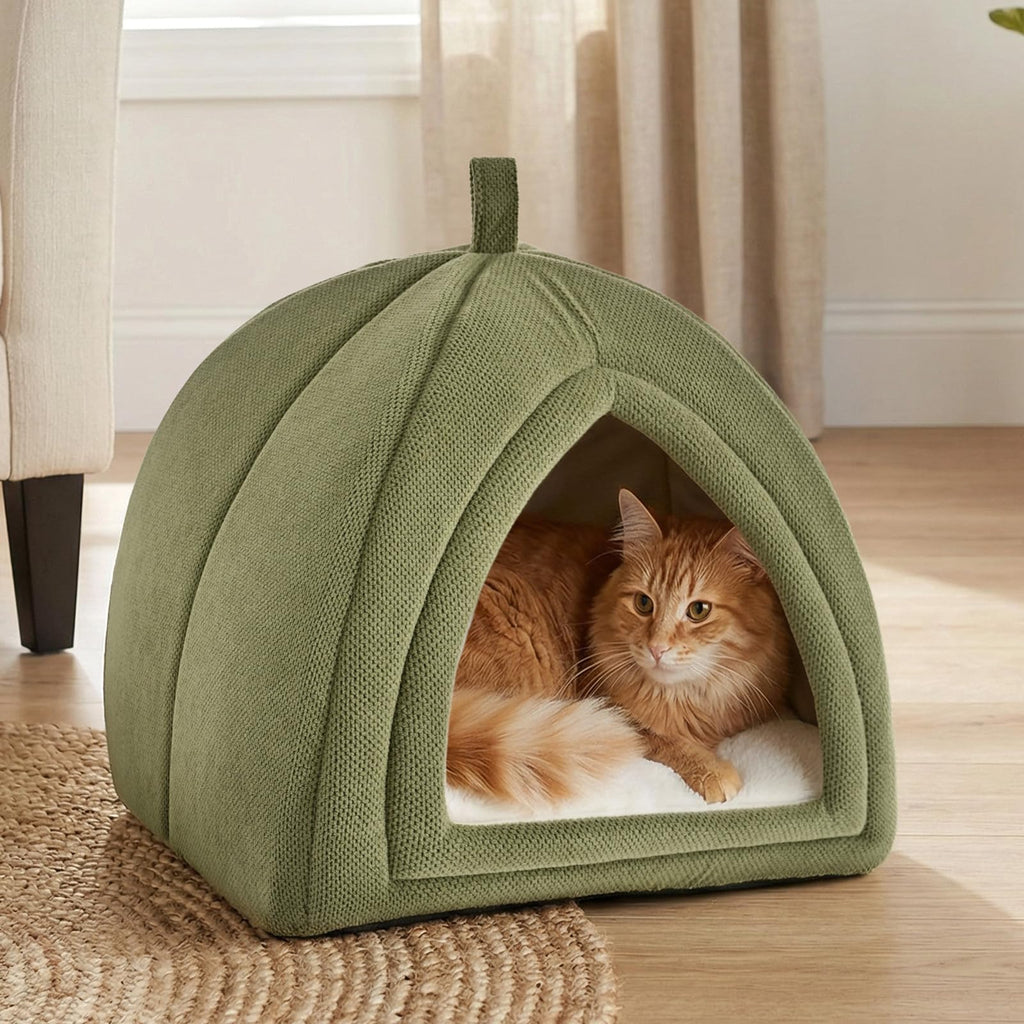 Foldable Washable Cat Bed Mat | Non-Slip Plush Pet Sleeping Mat