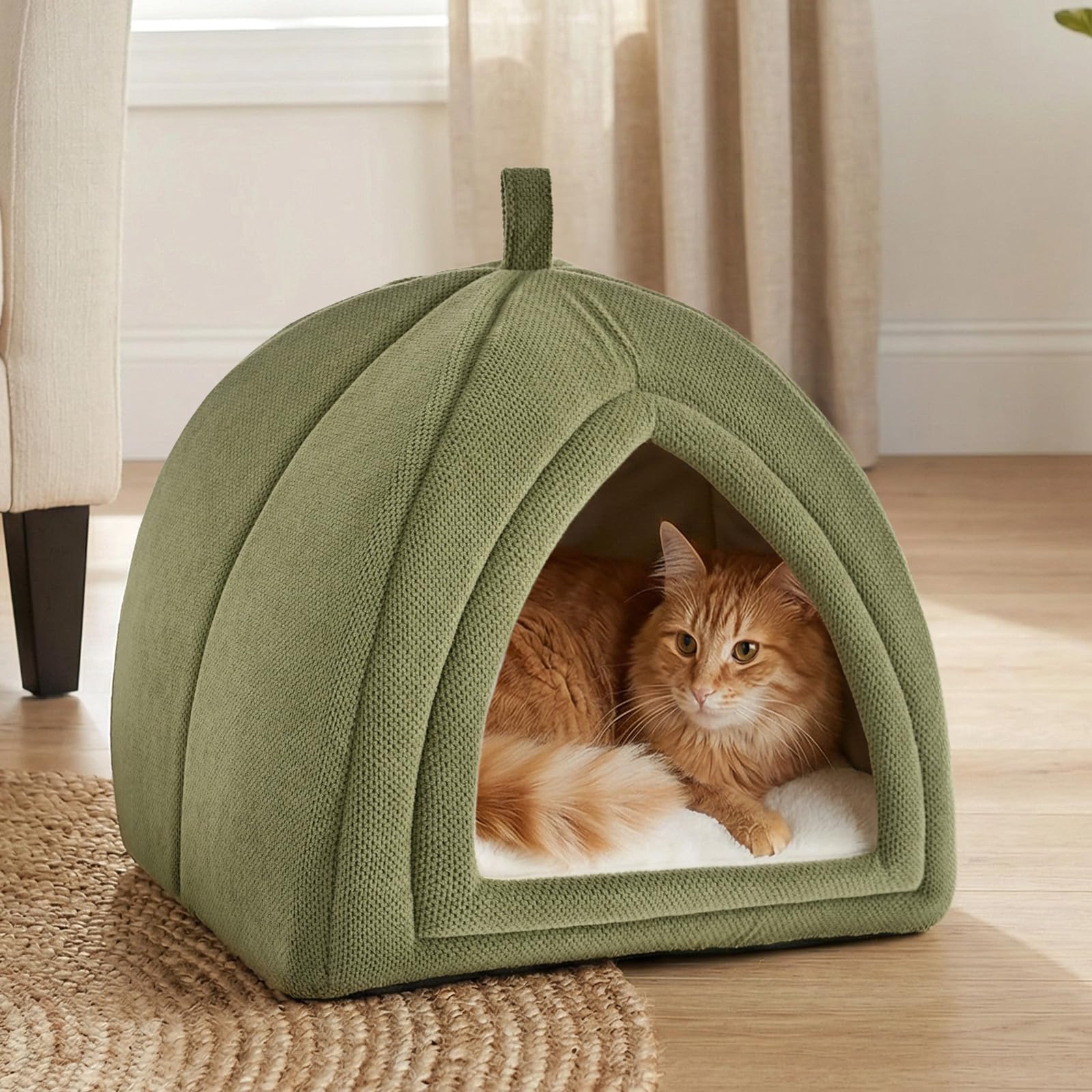 Foldable Washable Cat Bed Mat | Non-Slip Plush Pet Sleeping Mat