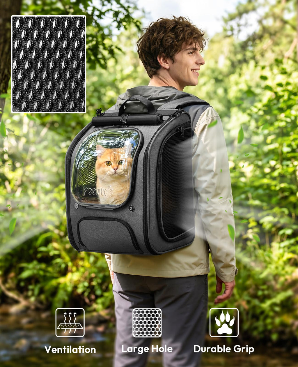 Pecute Pet Backpack Carrier | Breathable Travel Backpack for Cats