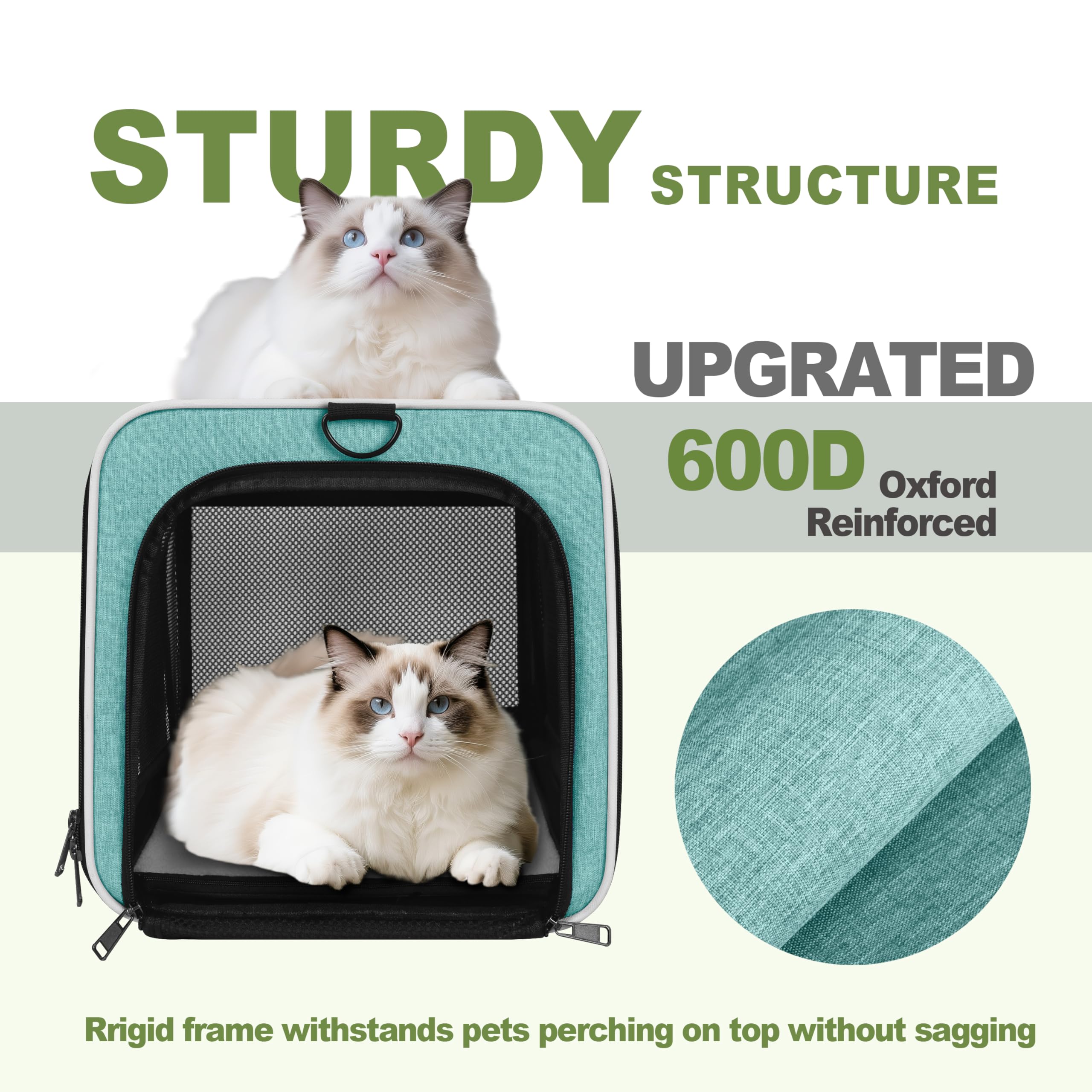 GAPZER Soft-Sided Cat Carrier | TSA Approved Pet Travel Carrier with 4-Side Ventilation