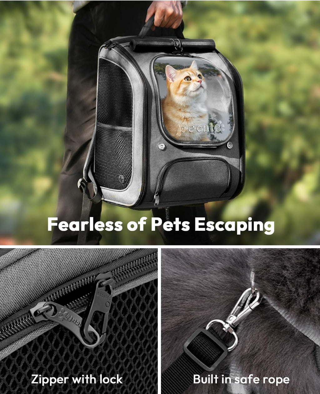 Pecute Pet Backpack Carrier | Breathable Travel Backpack for Cats