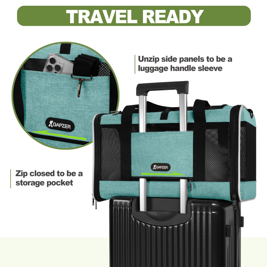 GAPZER Soft-Sided Cat Carrier | TSA Approved Pet Travel Carrier with 4-Side Ventilation