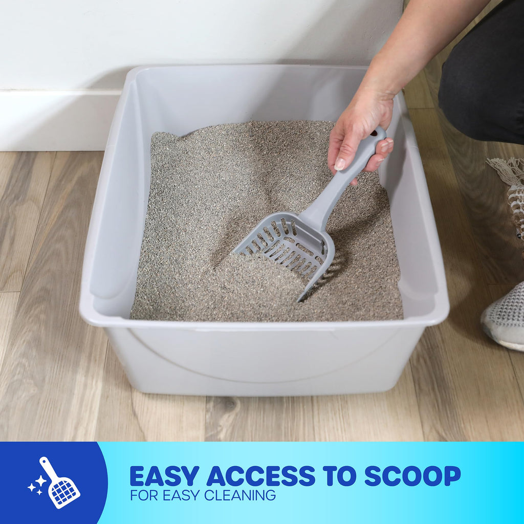Basic Open Cat Litter Tray | Easy Clean Plastic Litter Box for Kittens & Small Cat