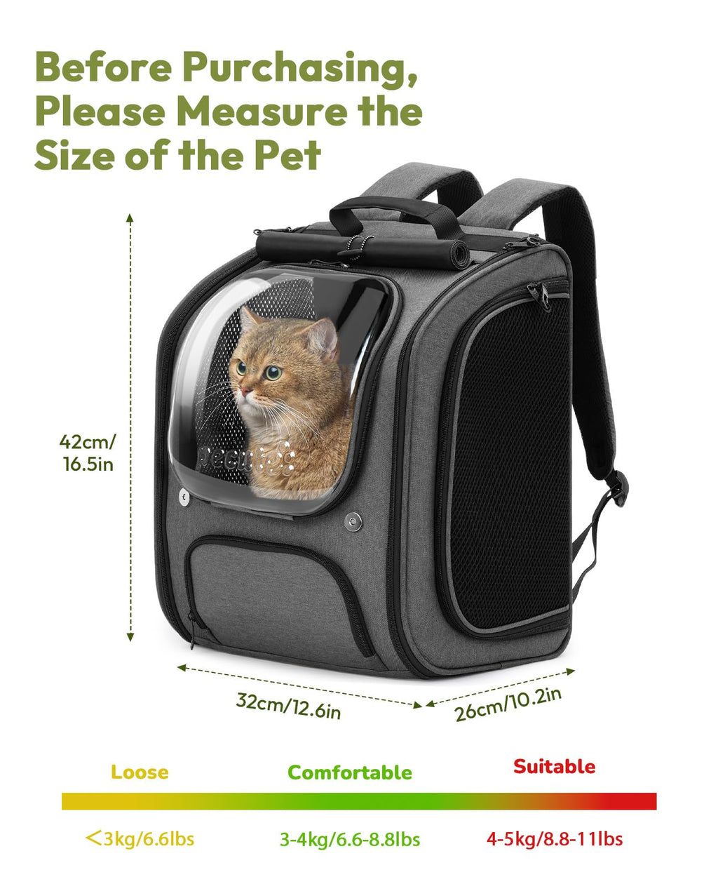 Pecute Pet Backpack Carrier | Breathable Travel Backpack for Cats