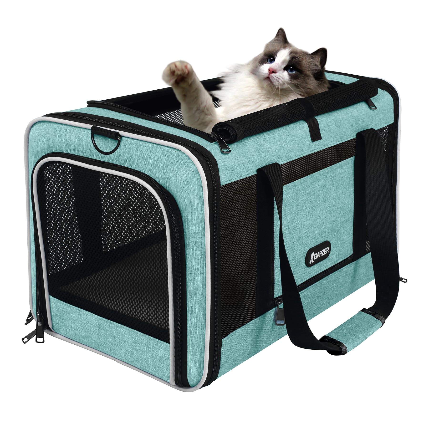 GAPZER Soft-Sided Cat Carrier | TSA Approved Pet Travel Carrier with 4-Side Ventilation